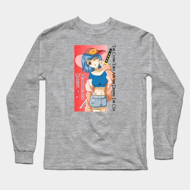 Heartbreaker Anime Girl Long Sleeve T-Shirt by PlayfulPandaDesigns